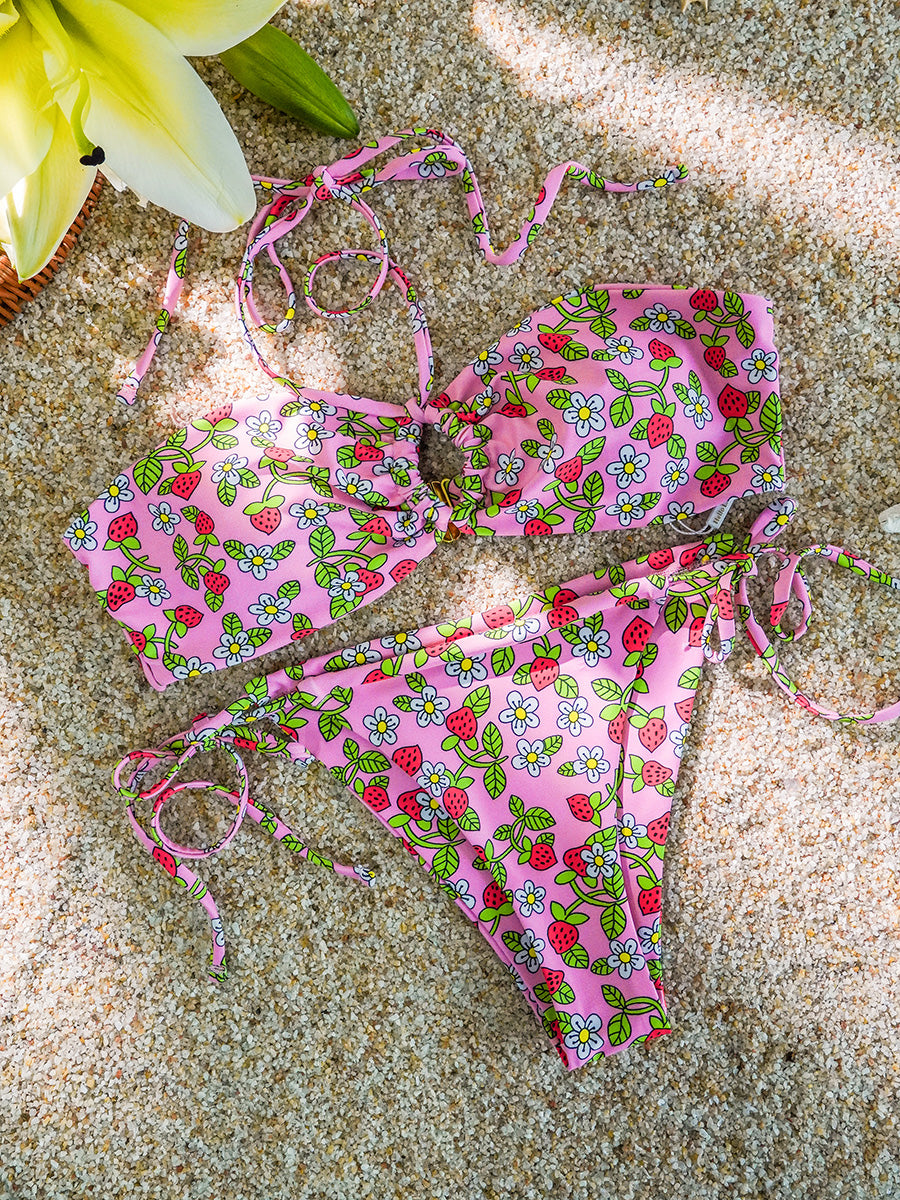 Bikini Rosa con Fresas – Doble Tela