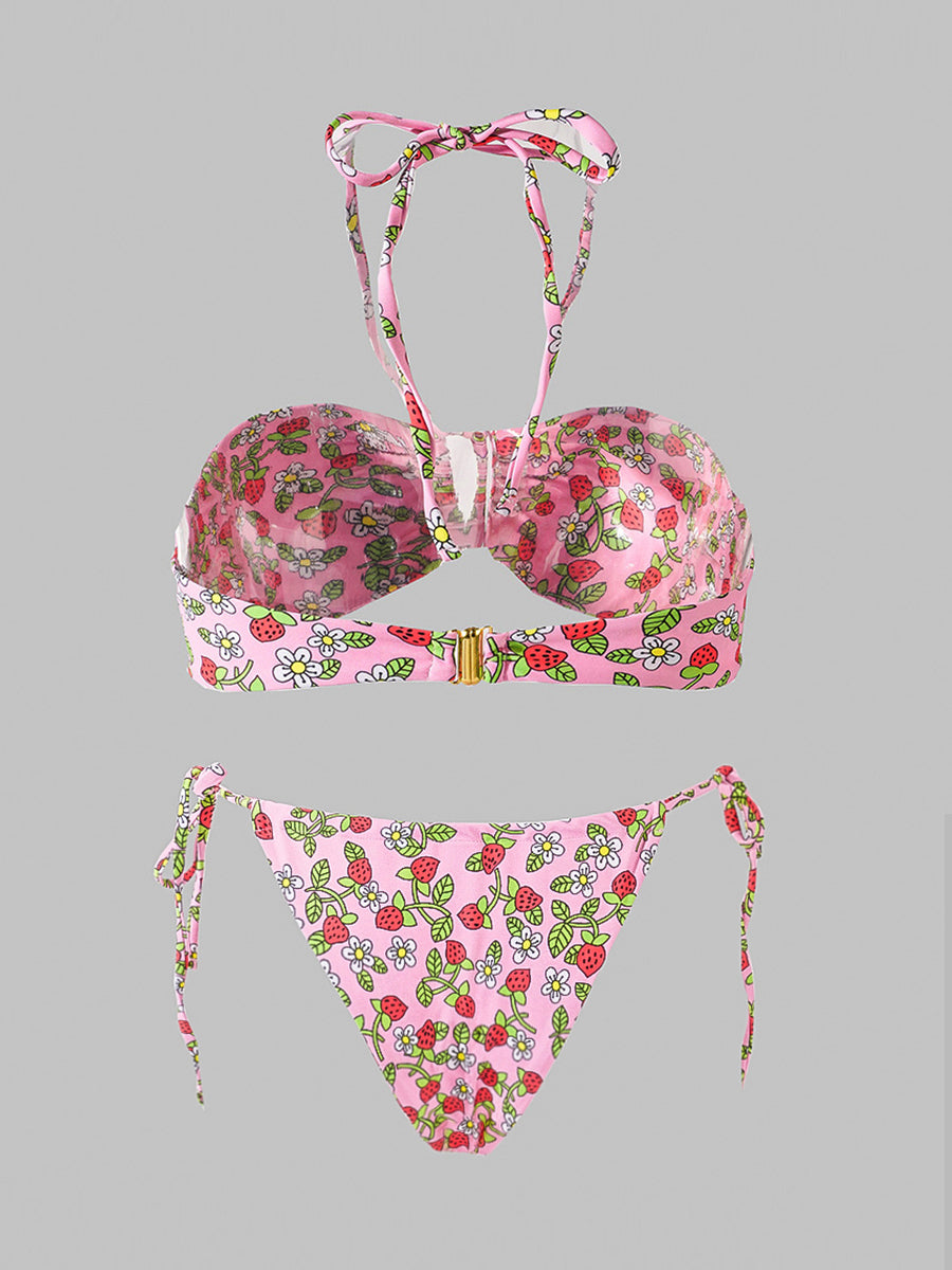 Bikini Rosa con Fresas – Doble Tela