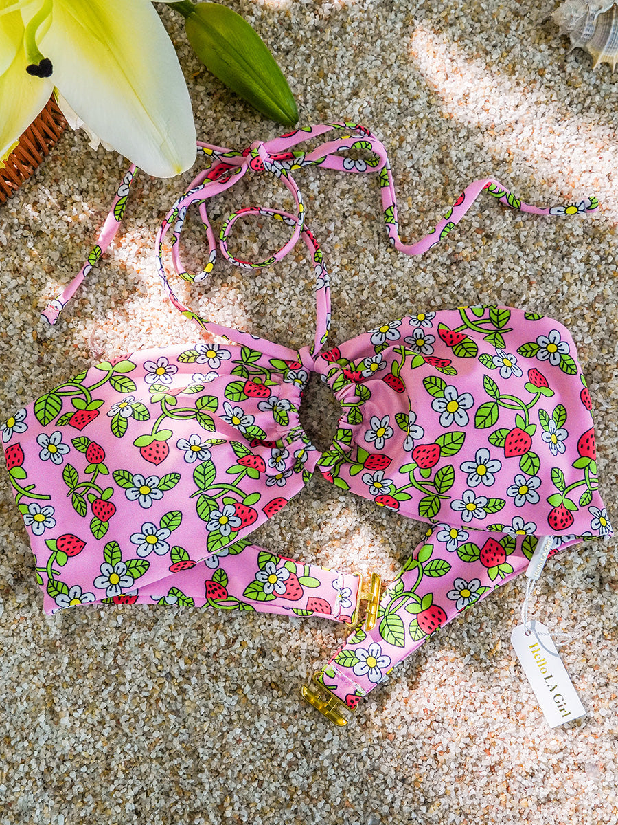 Bikini Rosa con Fresas – Doble Tela