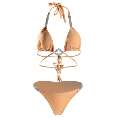 Bikini Lujo Albaricoque con Brillantes